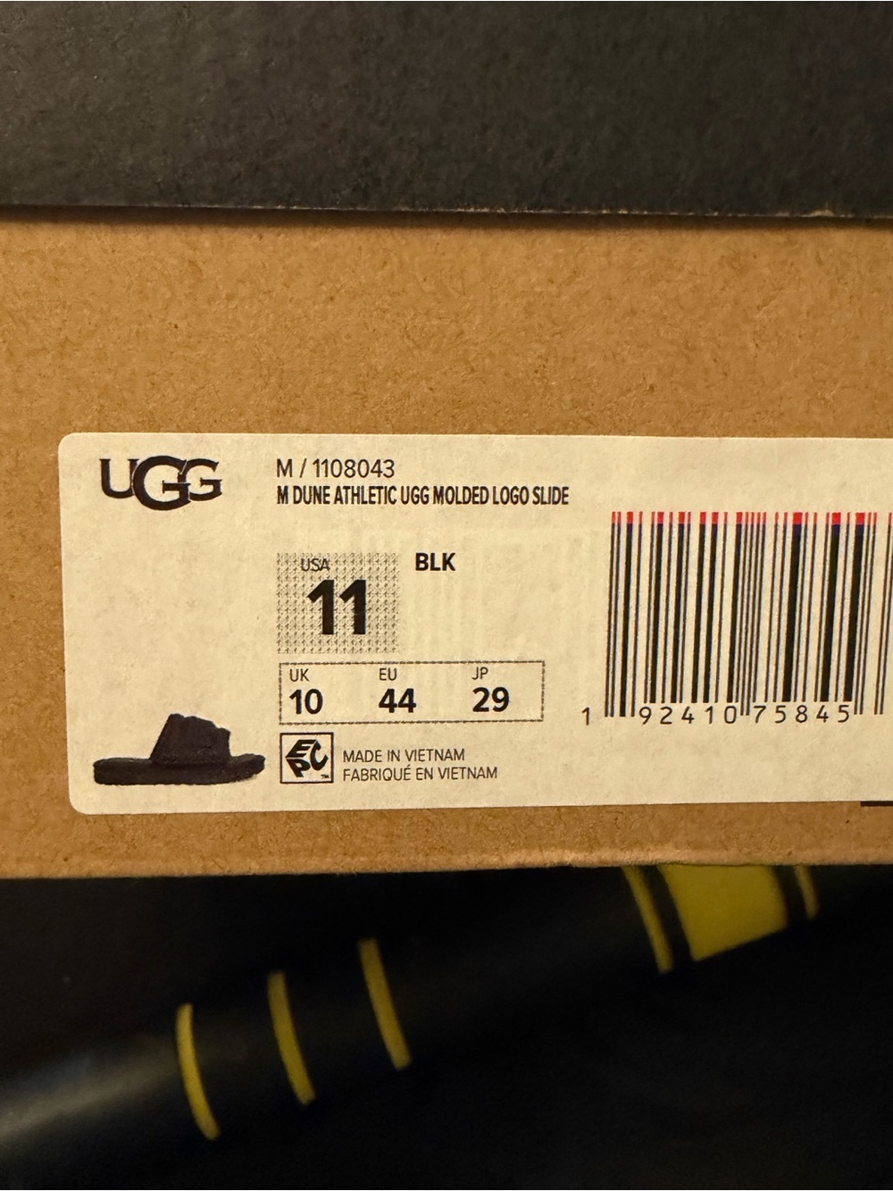 UGG Black Dune Athletic Molded Logo Slide - Men's